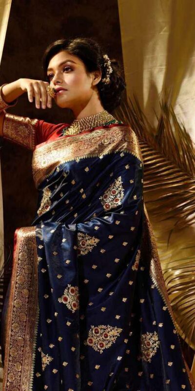 KPR 227 Navy Blue in Color Soft Lichi Silk. Lace Border & Lace Work Saree Grab it for ₹1399. Delivery 4-6 Working Days. Shop now. | Sarees, Bollywood Sarees, Creative Sarees, Designer Sarees, Embroidered Sarees, Ethnic Saree, Modern Digital sarees, Party Wear Sarees