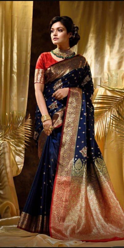 KPR 227 Navy Blue in Color Soft Lichi Silk. Lace Border & Lace Work Saree Grab it for ₹1399. Delivery 4-6 Working Days. Shop now. | Sarees, Bollywood Sarees, Creative Sarees, Designer Sarees, Embroidered Sarees, Ethnic Saree, Modern Digital sarees, Party Wear Sarees