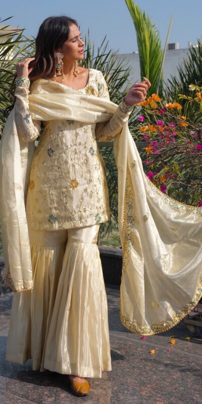 ZSR 3155 Off White Chinnon Salwar Suit Perfect for Wedding, Party, Durga Puja, Reception, Onam – . Grab it for ₹1999. Delivery 4-6 Working Days. | Jump Suits, Salwar suit, Casual Suits, Creative suits, Designer Suits, Palazzo Suits, Party Wear Suits, Patiala Suits, Straight Suits