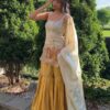 Off White Chinnon Silk Lace Work Salwar Suit