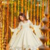 Off White Chinon Silk Lagadi Patta Gown