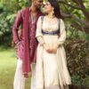 Off White Chinon Silk Thread Embroidery Salwar Suit