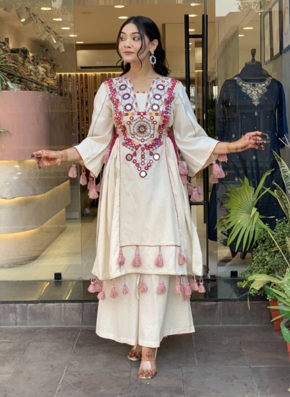 MF 912 Off White in Rayon Cotton Embroidery & Mirror Work Salwar Suit . Introductory Price ₹1899. Delivery 4-6 Working Days. Shop now. | Jump Suits, Tops & Bottoms, Track Suits, Salwar suit, Casual Suits, Creative suits, Designer Suits, Palazzo Suits, Party Wear Suits, Patiala Suits, Straight Suits, Trendy Wear