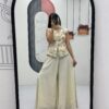 Off White Tissue Simmer Embroidery Work Salwar Suit