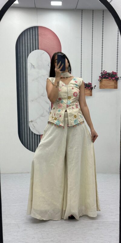 PC 451 Off White Tissue Simmer Salwar Suit with Embroidery Work. Available at ₹2549 only. Delivery 4-6 Working Days. Shop now. | Jump Suits, Salwar suit, Casual Suits, Creative suits, Designer Suits, Palazzo Suits, Party Wear Suits, Patiala Suits, Straight Suits