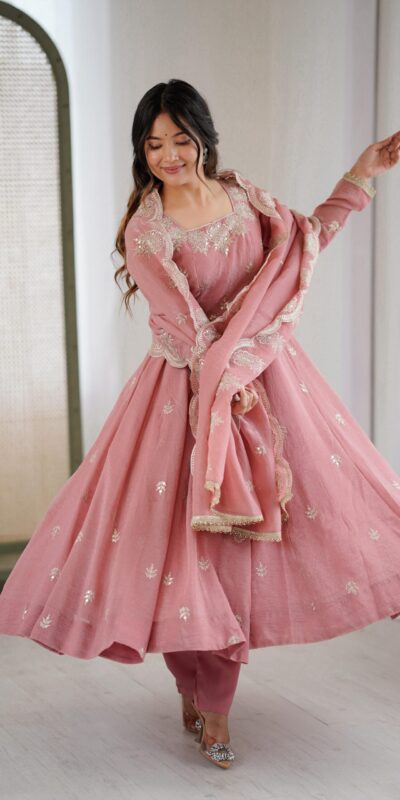 ZF 5011 Onion Crunchy Silk Gown with Embroidery Work. Wedding, Party, Festive, Events Best Price ₹2099. Delivery 4-6 Working Days. Shop now. | Gowns, Bollywood Gowns, Creative Gowns, Designer Gowns, Embroidered Gowns, Party Wear Gowns