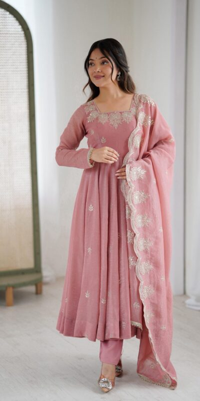ZF 5011 Onion Crunchy Silk Gown with Embroidery Work. Wedding, Party, Festive, Events Best Price ₹2099. Delivery 4-6 Working Days. Shop now. | Gowns, Bollywood Gowns, Creative Gowns, Designer Gowns, Embroidered Gowns, Party Wear Gowns