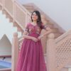 KA 1170 Onion Color Silver Crunchy Gown with Embroidery Work. Introductory Price ₹1799. Delivery 4-6 Working Days. Shop now. | Gowns, Bollywood Gowns, Creative Gowns, Designer Gowns, Embroidered Gowns, Party Wear Gowns