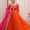 KD 1518 Orange Faux Georgette Salwar Suit Perfect for Wedding, Party, Raksha Bandhan, Housewarming, Bridal Wear – . Available at ₹2099 only. Delivery | Jump Suits, Salwar suit, Casual Suits, Creative suits, Designer Suits, Palazzo Suits, Party Wear Suits, Patiala Suits, Straight Suits