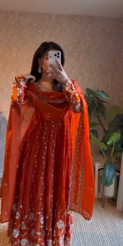 RTC 5953 Orange Fendy Silk Salwar Suit Sequence Work with Designer Work. Introductory Price ₹2499. Delivery 4-6 Working Days. Shop now. | Jump Suits, Tops & Bottoms, Track Suits, Salwar suit, Casual Suits, Creative suits, Designer Suits, Palazzo Suits, Party Wear Suits, Patiala Suits, Straight Suits, Trendy Wear