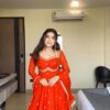 MF 1003 Orange Georgette Gown. Perfect for Wedding, Party, Pongal, Bridal Wear, Anniversary – Affordable Price ₹1799. Delivery 4-6 Working Days. Shop now. | Gowns, Bollywood Gowns, Creative Gowns, Designer Gowns, Embroidered Gowns, Party Wear Gowns