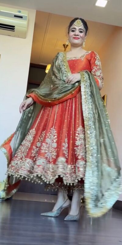 VLM 313 Orange JC Silk Gown. Perfect for Wedding, Party, Sangeet, Baisakhi, Diwali – Introductory Price ₹2599. Delivery 4-6 Working Days. Shop now. | Gowns, Bollywood Gowns, Creative Gowns, Designer Gowns, Embroidered Gowns, Party Wear Gowns