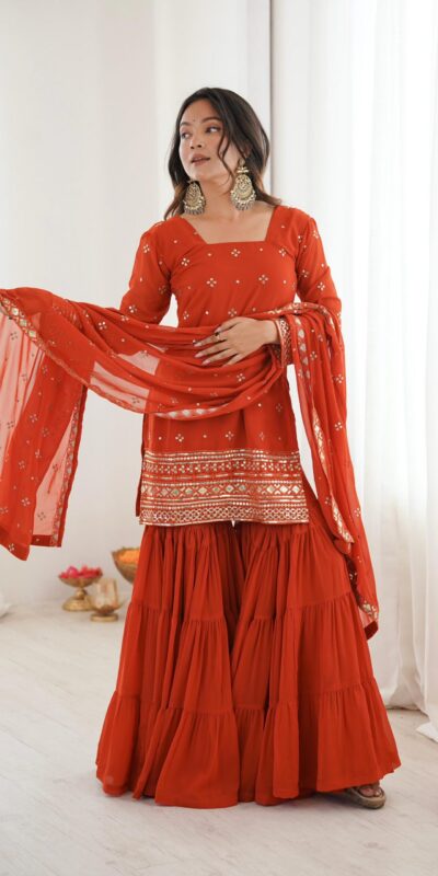 SRK 5317 Orange Georgette Salwar Suit with Embroidery Work. Wedding, Party, Festive Best Price ₹2399. Delivery 4-6 Working Days. Shop now. | Jump Suits, Salwar suit, Casual Suits, Creative suits, Designer Suits, Palazzo Suits, Party Wear Suits, Patiala Suits, Straight Suits