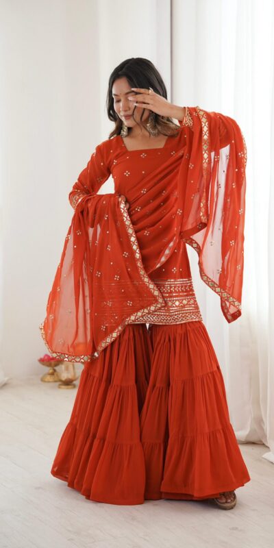 SRK 5317 Orange Georgette Salwar Suit with Embroidery Work. Wedding, Party, Festive Best Price ₹2399. Delivery 4-6 Working Days. Shop now. | Jump Suits, Salwar suit, Casual Suits, Creative suits, Designer Suits, Palazzo Suits, Party Wear Suits, Patiala Suits, Straight Suits