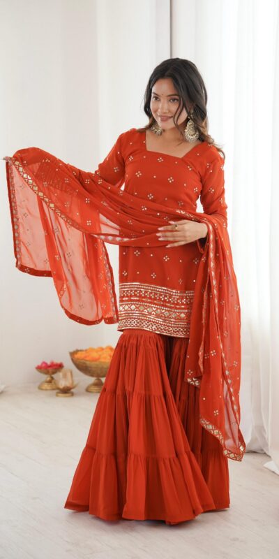 SRK 5317 Orange Georgette Salwar Suit with Embroidery Work. Wedding, Party, Festive Best Price ₹2399. Delivery 4-6 Working Days. Shop now. | Jump Suits, Salwar suit, Casual Suits, Creative suits, Designer Suits, Palazzo Suits, Party Wear Suits, Patiala Suits, Straight Suits
