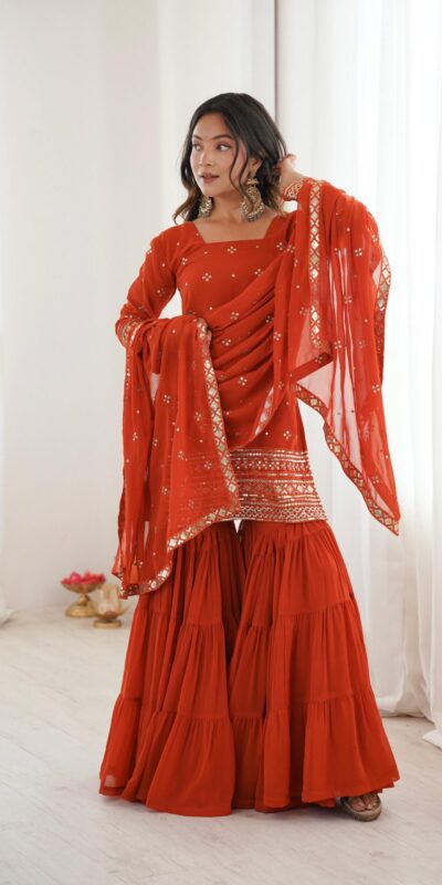 SRK 5317 Orange Georgette Salwar Suit with Embroidery Work. Wedding, Party, Festive Best Price ₹2399. Delivery 4-6 Working Days. Shop now. | Jump Suits, Salwar suit, Casual Suits, Creative suits, Designer Suits, Palazzo Suits, Party Wear Suits, Patiala Suits, Straight Suits