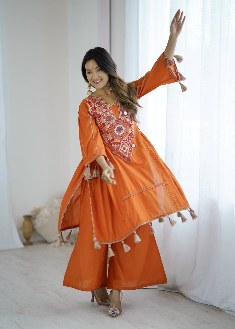 MF 912 Orange in Rayon Cotton Embroidery & Mirror Work Salwar Suit . Introductory Price ₹1899. Delivery 4-6 Working Days. Shop now. | Jump Suits, Tops & Bottoms, Track Suits, Salwar suit, Casual Suits, Creative suits, Designer Suits, Palazzo Suits, Party Wear Suits, Patiala Suits, Straight Suits, Trendy Wear