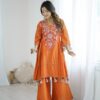MF 912 Orange in Rayon Cotton Embroidery & Mirror Work Salwar Suit . Introductory Price ₹1899. Delivery 4-6 Working Days. Shop now. | Jump Suits, Salwar suit, Casual Suits, Creative suits, Designer Suits, Palazzo Suits, Party Wear Suits, Patiala Suits, Straight Suits