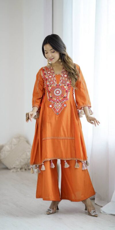 MF 912 Orange in Rayon Cotton Embroidery & Mirror Work Salwar Suit . Introductory Price ₹1899. Delivery 4-6 Working Days. Shop now. | Jump Suits, Salwar suit, Casual Suits, Creative suits, Designer Suits, Palazzo Suits, Party Wear Suits, Patiala Suits, Straight Suits