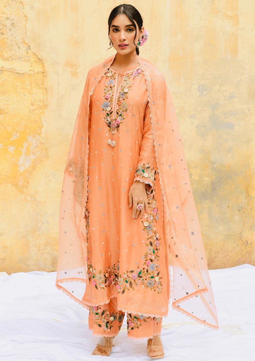 NSR 862 Peach Faux Georgette Slawar Suit with Embroidery Work & Lace Work. Introductory Price ₹2149. Delivery 4-6 Working Days. Shop now. | Jump Suits, Tops & Bottoms, Track Suits, Salwar suit, Casual Suits, Creative suits, Designer Suits, Palazzo Suits, Party Wear Suits, Patiala Suits, Straight Suits, Trendy Wear