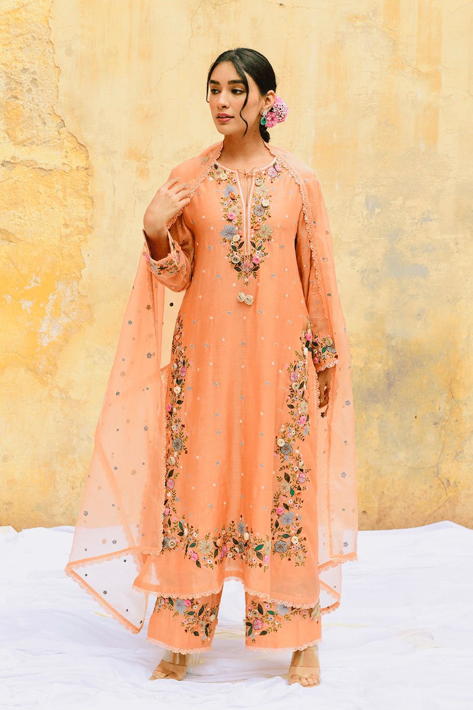 NSR 862 Peach Faux Georgette Slawar Suit with Embroidery Work & Lace Work. Introductory Price ₹2149. Delivery 4-6 Working Days. Shop now. | Jump Suits, Tops & Bottoms, Track Suits, Salwar suit, Casual Suits, Creative suits, Designer Suits, Palazzo Suits, Party Wear Suits, Patiala Suits, Straight Suits, Trendy Wear