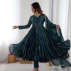 SRK 5305 Peacock Blue Color Mal Chanderi Gown with Mirror Work & Lace Work. Grab it for ₹2399. Delivery 4-6 Working Days. Shop now. | Gowns, Bollywood Gowns, Creative Gowns, Designer Gowns, Embroidered Gowns, Party Wear Gowns