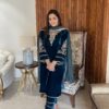 Peacock Blue Velvet Sequence Work Salwar Suit