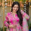 Pink Chinon Silk Printed Sequins Work Salwar Suit