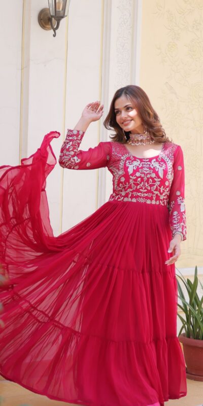 Ram 083 Pink Fox Georgette Sequence Work Gown . Wedding, Party, Festive, Events Grab it for ₹1749. Delivery 4-6 Working Days. Shop now. | Gowns, Bollywood Gowns, Creative Gowns, Designer Gowns, Embroidered Gowns, Party Wear Gowns