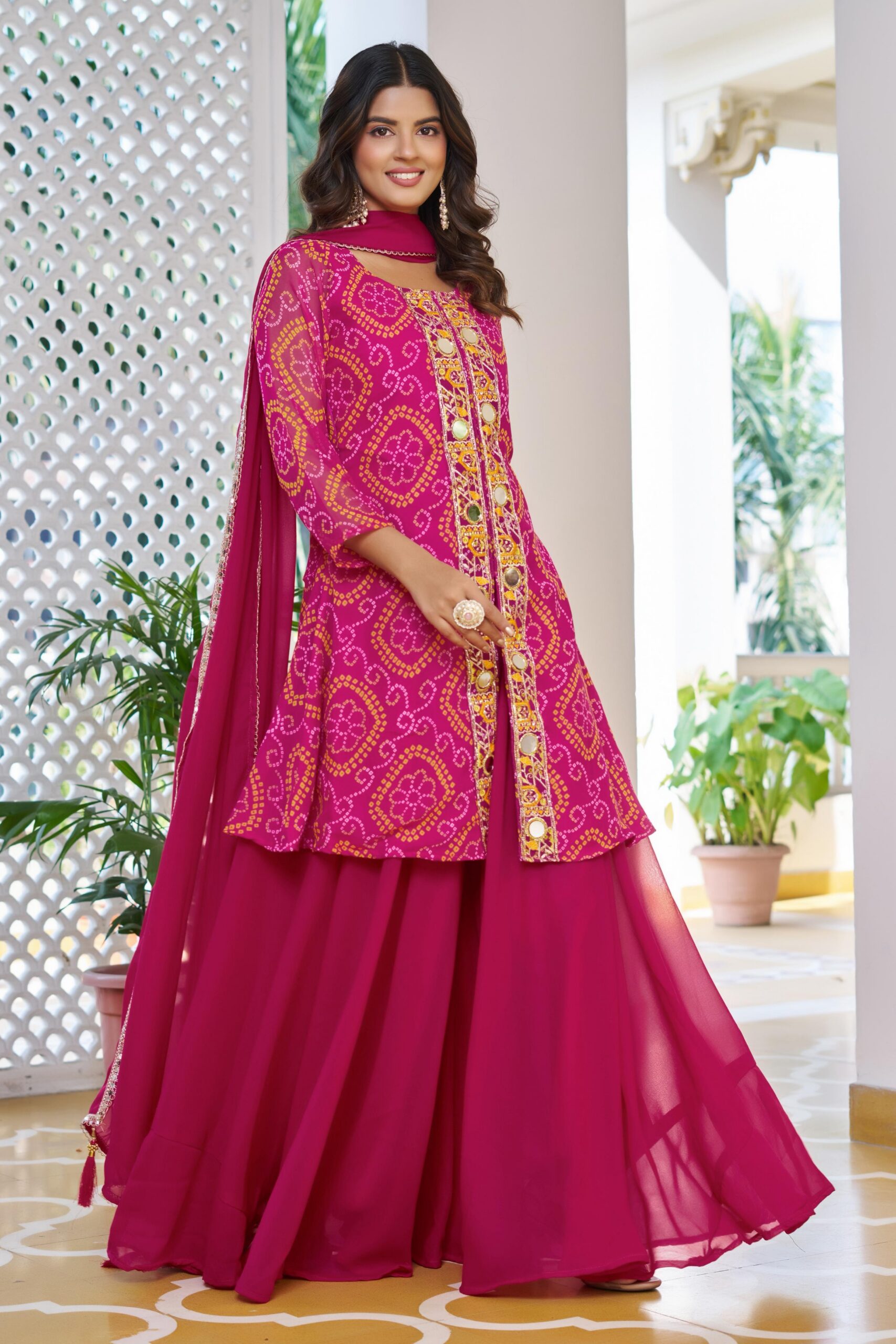 Ram 148 Pink in Georgette Badhani print Embroidery Work & Mirror Work Salwar Suit . Exclusive Offer ₹2149. Delivery 4-6 Working Days. Shop now. | Jump Suits, Tops & Bottoms, Track Suits, Salwar suit, Casual Suits, Creative suits, Designer Suits, Palazzo Suits, Party Wear Suits, Patiala Suits, Straight Suits, Trendy Wear