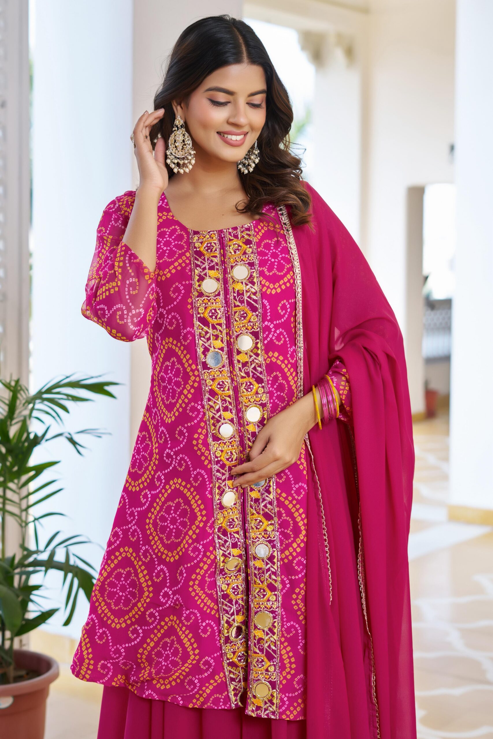 Ram 148 Pink in Georgette Badhani print Embroidery Work & Mirror Work Salwar Suit . Exclusive Offer ₹2149. Delivery 4-6 Working Days. Shop now. | Jump Suits, Tops & Bottoms, Track Suits, Salwar suit, Casual Suits, Creative suits, Designer Suits, Palazzo Suits, Party Wear Suits, Patiala Suits, Straight Suits, Trendy Wear