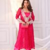 ST 1104 Pink Georgette Kurti with Embroidery Work & Mirror Work. Available at ₹1649 only. Delivery 4-6 Working Days. Shop now. | Kurti, Bollywood Kurti, Creative Kurtis, Designer Kurti, Party Wear Kurti, Selfie Kurti