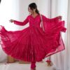 SRK 5305 Pink Color Mal Chanderi Gown with Mirror Work & Lace Work. Grab it for ₹2399. Delivery 4-6 Working Days. Shop now. | Gowns, Bollywood Gowns, Creative Gowns, Designer Gowns, Embroidered Gowns, Party Wear Gowns