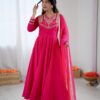 ZSR 3149 Pink Roman silk Gown Perfect for Wedding, Party, Sangeet, Haldi, Lohri – . Introductory Price ₹2099. Delivery 4-6 Working Days. Shop now. | Gowns, Bollywood Gowns, Creative Gowns, Designer Gowns, Embroidered Gowns, Party Wear Gowns