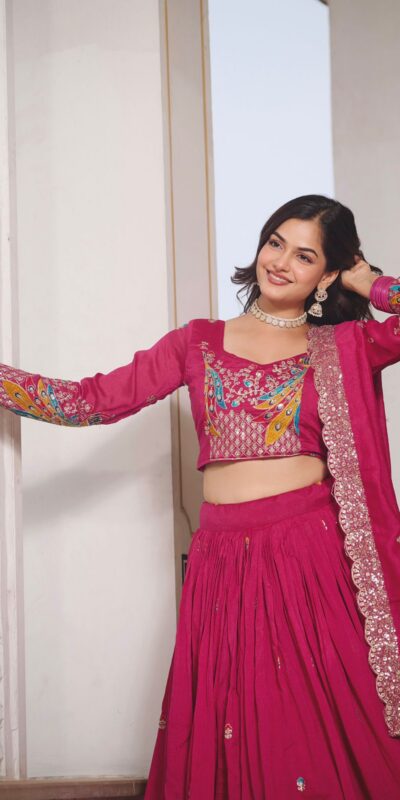 Ram 113 Pink Color Vichitra Lehenga Choli with Embroidery Work. Exclusive Offer ₹3099. Delivery 4-6 Working Days. Shop now. | Lehenga, Bollywood Lehenga, Creative Lehenga, Designer Lehenga, Embroidered Lehenga, Party Wear Lehenga