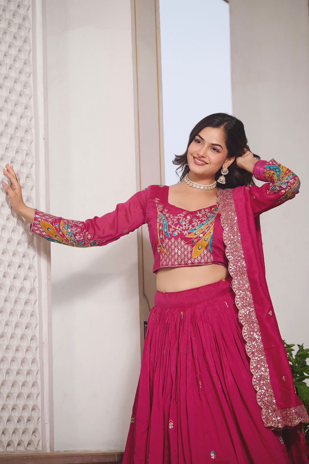 Ram 113 Pink Color Vichitra Lehenga Choli with Embroidery Work. Exclusive Offer ₹3099. Delivery 4-6 Working Days. Shop now. | Lehenga, Bollywood Lehenga, Creative Lehenga, Designer Lehenga, Embroidered Lehenga, Party Wear Lehenga