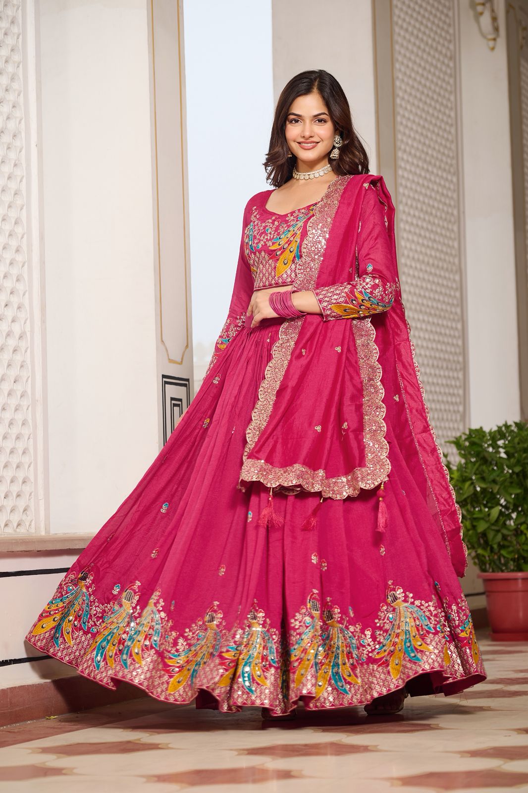 Ram 113 Pink Color Vichitra Lehenga Choli with Embroidery Work. Exclusive Offer ₹3099. Delivery 4-6 Working Days. Shop now. | Lehenga, Bollywood Lehenga, Creative Lehenga, Designer Lehenga, Embroidered Lehenga, Party Wear Lehenga