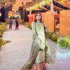 Pista Faux Georgette Lace Work Print Salwar Suit