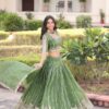 KA 5056 Pista Gold Crush Lehenga Choli with Embroidery Work & Zari Work. Best Price ₹2599. Delivery 4-6 Working Days. Shop now. | Lehenga, Bollywood Lehenga, Creative Lehenga, Designer Lehenga, Embroidered Lehenga, Party Wear Lehenga