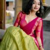 LNB 2001 Pista Color Peaceful Kanchipuram Zari Weaving Lehenga Choli Wedding, Festive, Events Expected Delivery 4-6 Working Days@2199/- Only | Lehenga, Bollywood Lehenga, Creative Lehenga, Designer Lehenga, Embroidered Lehenga, Party Wear Lehenga
