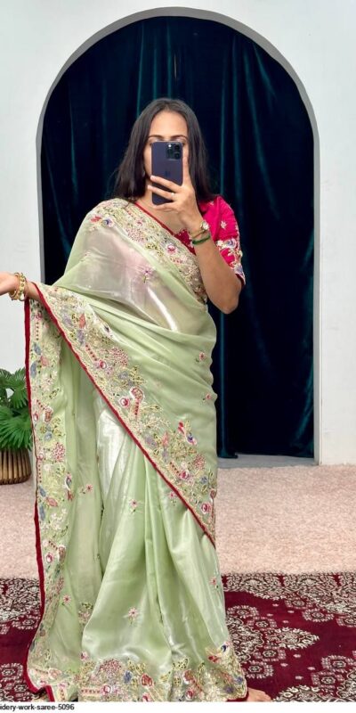 SC 1008 Pista Organza Silk Saree Perfect for Wedding, Party, Eid, Makar Sankranti, Anniversary –. Affordable Price ₹2399. Delivery 4-6 Working Days. | Sarees, Bollywood Sarees, Creative Sarees, Designer Sarees, Embroidered Sarees, Ethnic Saree, Modern Digital sarees, Party Wear Sarees