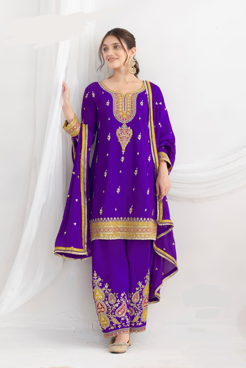 DS GULZAR 2641 Purple in Chinon Embroidery Work & Mirror Work Salwar Suit. Now at just ₹3049. Delivery 4-6 Working Days. Shop now. | Jump Suits, Tops & Bottoms, Track Suits, Salwar suit, Casual Suits, Creative suits, Designer Suits, Palazzo Suits, Party Wear Suits, Patiala Suits, Straight Suits, Trendy Wear