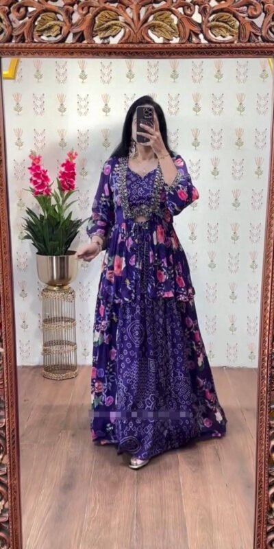 PC 534 Purple Chinon Lehenga Choli with Thread Embroidery & Embroidery Work. Festive Deal ₹2449. Delivery 4-6 Working Days. Shop now. | Lehenga, Bollywood Lehenga, Creative Lehenga, Designer Lehenga, Embroidered Lehenga, Party Wear Lehenga