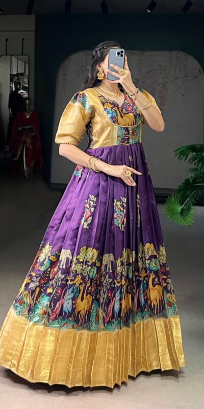 YNF 5009 Purple Dola Silk Weaving Work Gown with Designer Work. Introductory Price ₹1749. Delivery 4-6 Working Days. Shop now. | Gowns, Bollywood Gowns, Creative Gowns, Designer Gowns, Embroidered Gowns, Party Wear Gowns