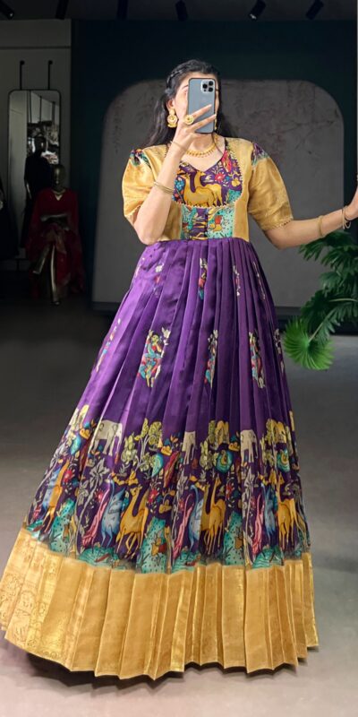 YNF 5009 Purple Dola Silk Weaving Work Gown with Designer Work. Introductory Price ₹1749. Delivery 4-6 Working Days. Shop now. | Gowns, Bollywood Gowns, Creative Gowns, Designer Gowns, Embroidered Gowns, Party Wear Gowns