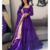 KD 1539 Purple Faux Georgette Ruffle Style Gown. Wedding, Party, Festive, Events Grab it for ₹2099. Delivery 4-6 Working Days. Shop now. | Gowns, Bollywood Gowns, Creative Gowns, Designer Gowns, Embroidered Gowns, Party Wear Gowns