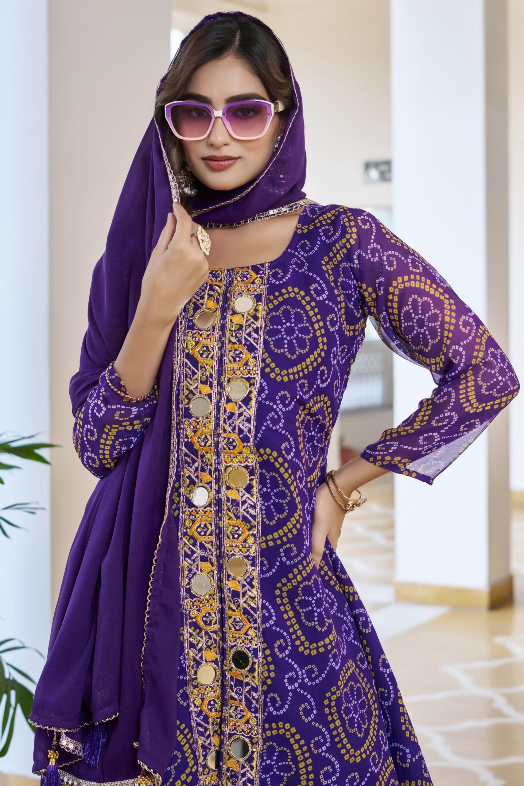 Ram 148 Purple in Georgette Badhani print Embroidery Work & Mirror Work Salwar Suit . Exclusive Offer ₹2149. Delivery 4-6 Working Days. Shop now. | Jump Suits, Tops & Bottoms, Track Suits, Salwar suit, Casual Suits, Creative suits, Designer Suits, Palazzo Suits, Party Wear Suits, Patiala Suits, Straight Suits, Trendy Wear