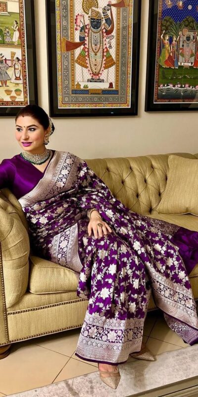 KP 6077 Purple in Soft Lichi Silk Designer Work Saree . Wedding, Party, Festive, Events Special Price ₹1399. Delivery 4-6 Working Days. Shop now. | Sarees, Bollywood Sarees, Creative Sarees, Designer Sarees, Embroidered Sarees, Ethnic Saree, Modern Digital sarees, Party Wear Sarees