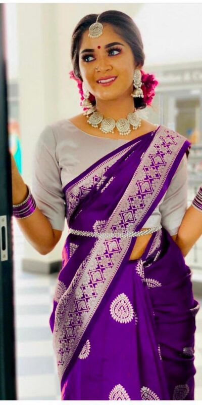 KPR 214 Purple Soft Lichi Silk Saree Perfect for Wedding, Party, Family Gatherings, Housewarming, Haldi – . Introductory Price ₹1299. Delivery 4-6 Work | Sarees, Bollywood Sarees, Creative Sarees, Designer Sarees, Embroidered Sarees, Ethnic Saree, Modern Digital sarees, Party Wear Sarees