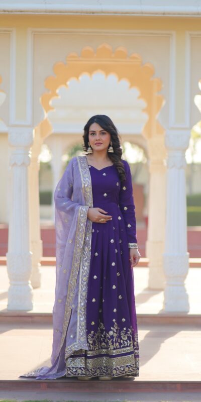 KA 1206 Purple in Star GeorgetteFandy Zari Work & Embroidery Work Gown . Introductory Price ₹2549. Delivery 4-6 Working Days. Shop now. | Gowns, Bollywood Gowns, Creative Gowns, Designer Gowns, Embroidered Gowns, Party Wear Gowns